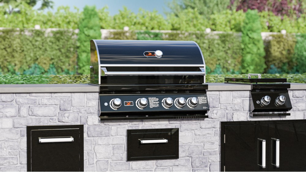 Whistler Grills Black Silk Burford 4 Built In Gas BBQ Free Cover Rotisserie